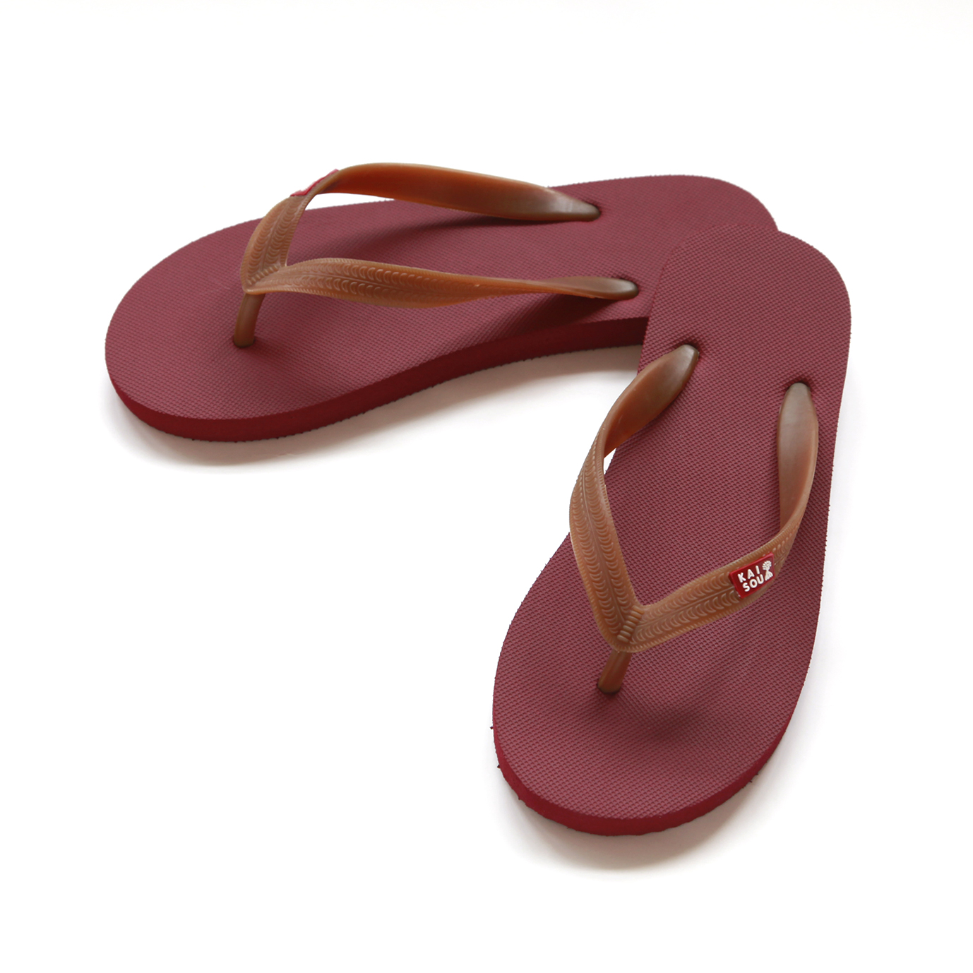 天然ゴムのビーチサンダル ダークレッド/ラバー