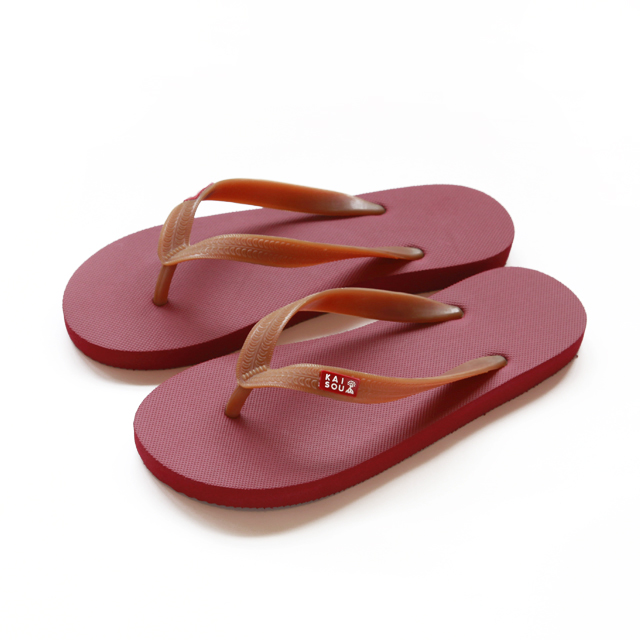 天然ゴムのビーチサンダル ダークレッド/ラバー