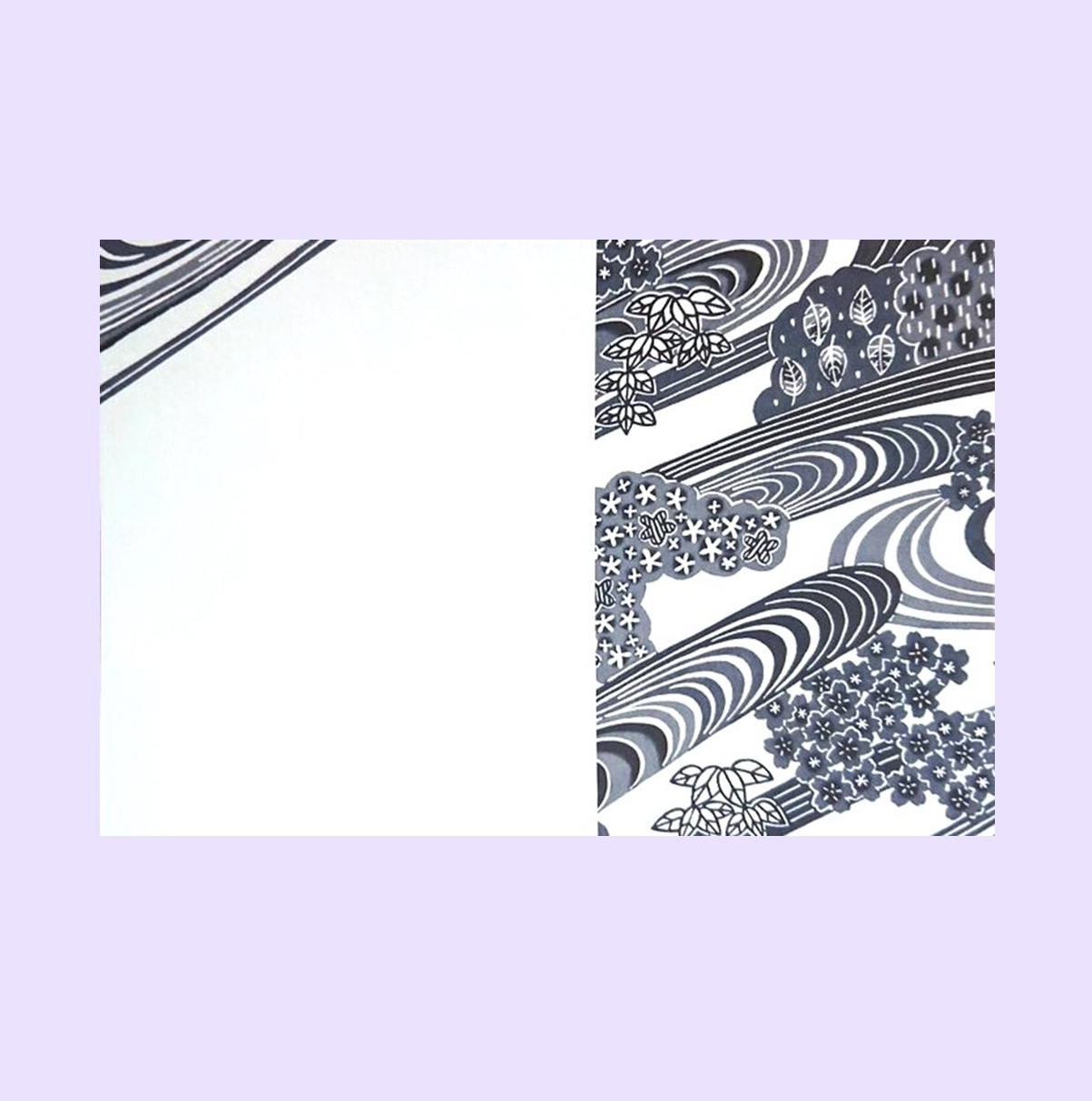 琉球びんがた工房ちゅらり　ポストカード【モノトーンびんがたCREW流水柄】