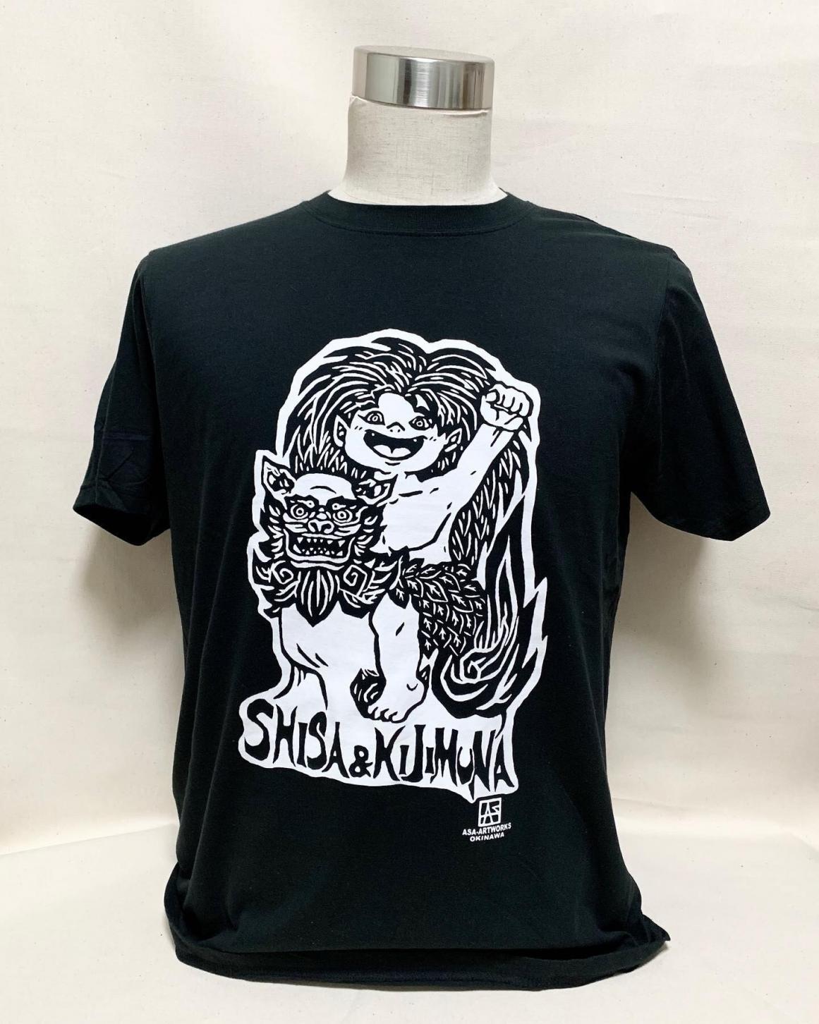 シーサー&キジムナーTシャツ　ブラック