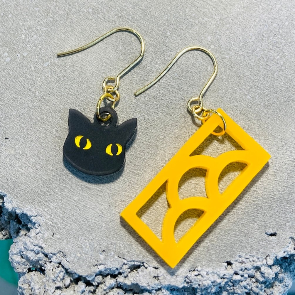 海猫商店/花ブロックと猫ピアス　夕焼け