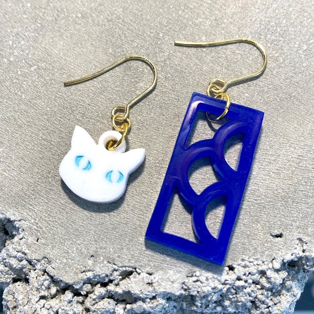 海猫商店/花ブロックと猫ピアス 夜