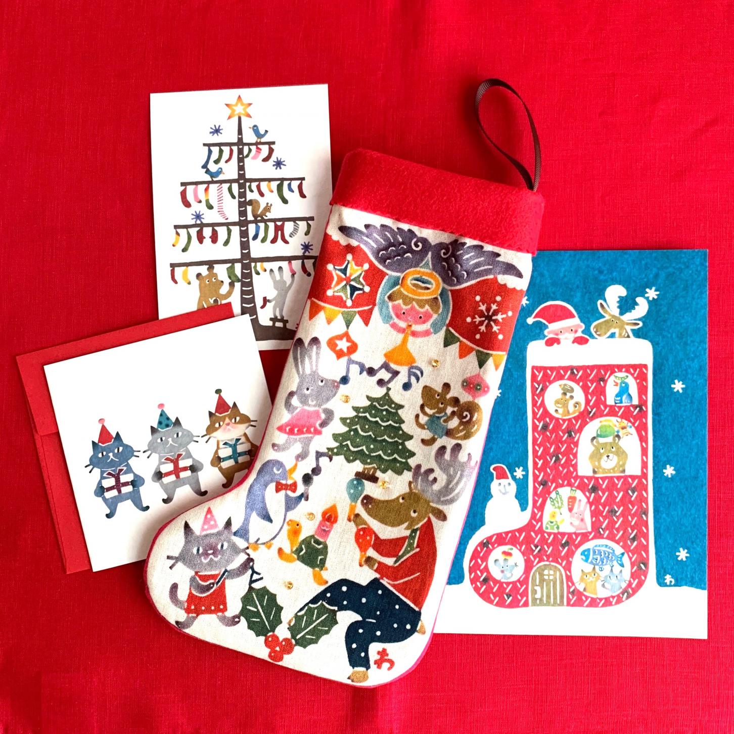 【入荷待ち】紅型作家　ほんまわかさんのクリスマスくつ下ギフトセット